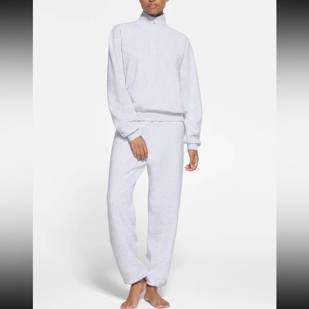 COTTON FLEECE CLASSIC QUARTER ZIP PULLOVER | SKIMS, HEATHER GREY